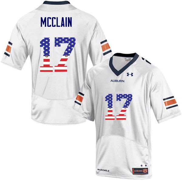 Men #17 Marquis McClain Auburn Tigers USA Flag Fashion College Football Jerseys-White